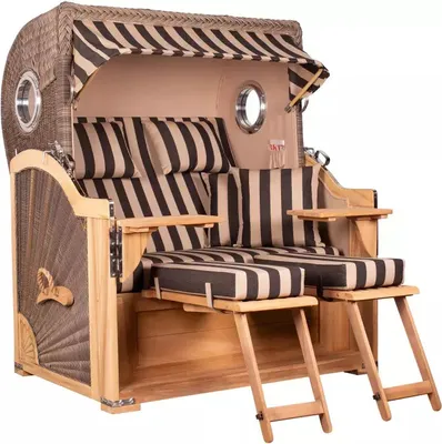 Produktbild von Strandkorb Westerland Teak Bullauge PE grey Dessin 581