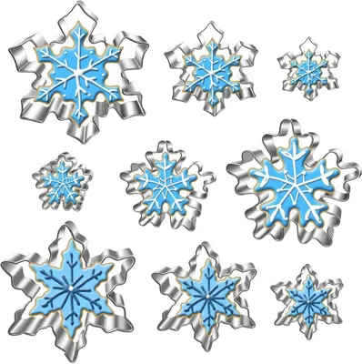 Image de UKoosien Ensemble d'emporte-pièces flocon de neige - 9 pièces - Noël, Fondant, Emporte-pièce biscuits