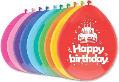 Image de ballons "Happy Birthday" 10 pièces 30 cm