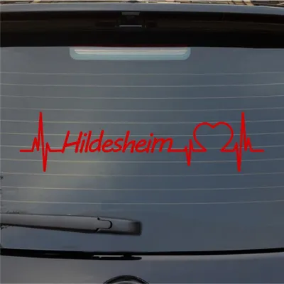 Produktbild von Heckscheibenaufkleber Hildesheim Herzschlag Puls Stadt Liebe 55x13 cm Rot Auto Aufkleber Sticker