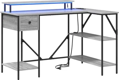 Obrázok produktu pre Písací stôl vidaXL, sivý, Sonoma, 120 x 79 x 86,5 cm, drevotrieska