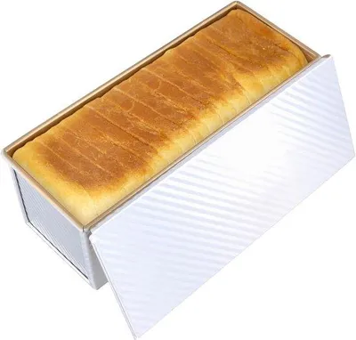 Immagine prodotto di Stampo rettangolare per pane in alluminio, 37x12x12 cm, 1200 g, antiaderente, con coperchio