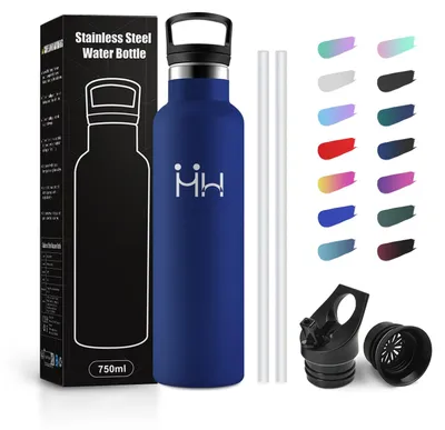 Produktbild von JAPORIA Thermosflasche 750ml, BPA-Frei, Trinkflasche mit Strohhalm, Auslaufsiche