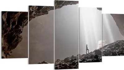 Produktbild von Bild auf Leinwand - Leinwandbild - 5 Teile - Höhle Morgendämmerung Frau - 160x85cm - Wand Bild - Wanddeko - Wandbilder - Leinwanddruck - Bilder - Wanddekoration - Leinwand bilder - EA160x85-4468