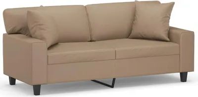 Produktbild von vidaXL 2-Sitzer-Sofa mit Zierkissen Cappuccino-Braun 140 cm Kunstleder