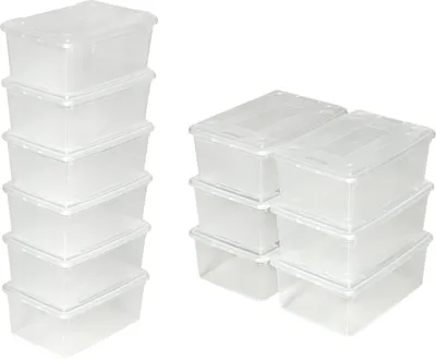 Image de 12 boîtes de rangement plastique - blanc transparent