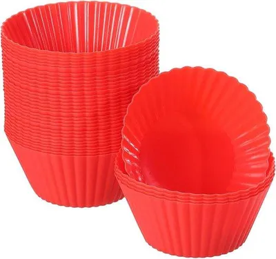 Immagine prodotto di Set di stampi per cupcake in silicone, 36 pezzi, rosso, antiaderente