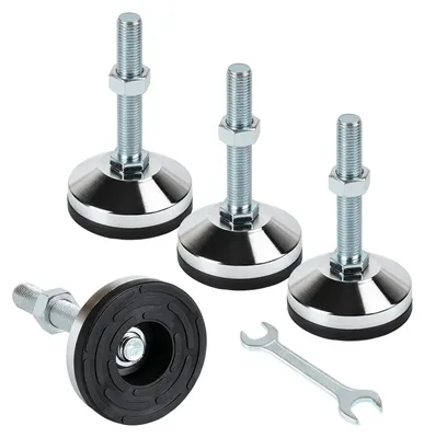 4 M16 Nivellierfüße, Ø 8,9 cm, 100 kg, schwarz