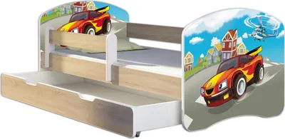 Obrázek produktu pro Postel pro mládež ACMA dětská postel junior kompletní sada s roštem a ochranou proti vypadnutí matrace Sonoma 03 Racing Car 180x80 + podstavec pod postel