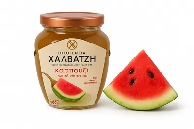 Produktbild von Halvatzis Makedoniki Wassermelone in Sirup 500 g – Traditionelle griechische Marmelade