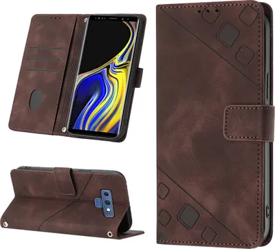 Produktbild von Hülle für Samsung Galaxy Note 9 Prägung Flip Leder Brieftasche Schutzhülle mit Ständer Braun