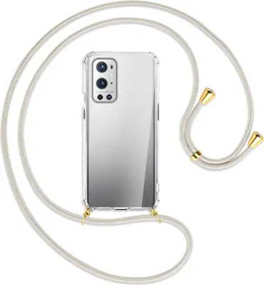 Produktbild von Handykette Backcover-Schutzhülle mit Band (Metall goldfarben) für OnePlus 9 - broken white