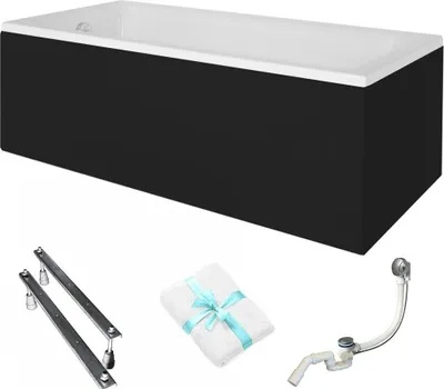 Produktbild von Aqua For You | Besco Talia Badewanne Acryl - 100x70cm - Schwarze Verkleidung - Antibakterielle Beschichtung