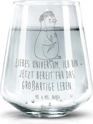 Produktbild von Mr. & Mrs. Panda Glas Pinguin Blumen - Transparent - Geschenk, Tumbler, Trinkglas, Universum, Positiv, Trinkgefäß, Lebenslust, Motivation, Becherglas, Wasserglas