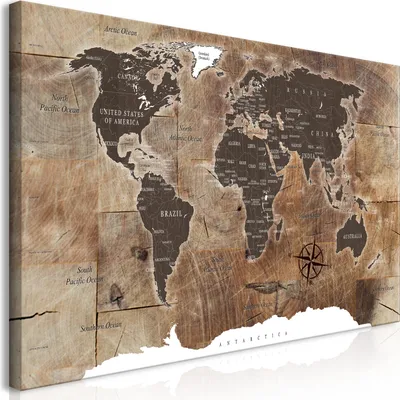 Produktbild von Wandbild Mega XXXL Weltkarte 250x125 cm Einteiliger XXL-Format Kunstdruck zur Selbstmontage Leinwandbilder moderne Bilder DIY Wanddekoration Wohnung Deko Holz k-C-0050-ak-h