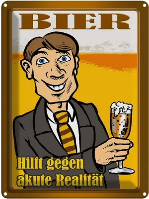 Produktbild von vianmo Blechschild 40x30 cm Alkohol Bier hilft gegen akute Realität Spruch Zitat