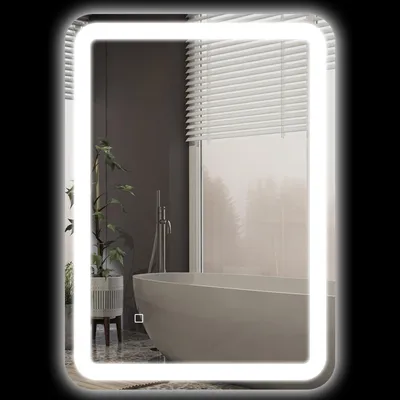 Productafbeelding van Badkamerspiegel, verlicht, aanraakbediening, anti-condens, dimbaar, 3 lichtkleuren, 50x70 cm, zilver