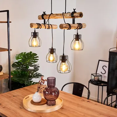 Produktbild von Aprica »Aprica« Vintage Hängelampe aus Metall in schwarz und Holz