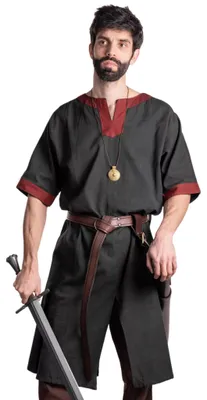 Produktbild von Wikinger Kurzarmtunika mit Borte schwarz-rot Größe: XL