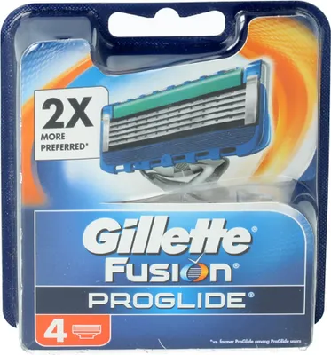 A package of Gillette Fusion Proglide razor blade refills.