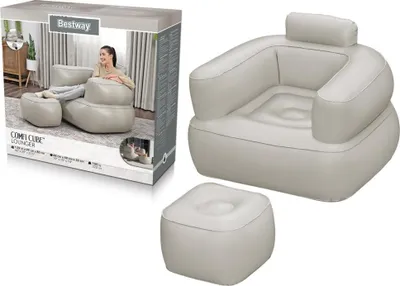 Image de Bestway® Fauteuil gonflable Comfi Cuber™ avec repose-pieds 107 x 99 x 80 cm, assorti