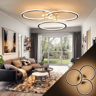 Produktbild von ZMH Deckenleuchte LED Wohnzimmer Schlafzimmer Küche Flur Büro  Ringe Design Warmweiß  41W Eisen  Aluminium