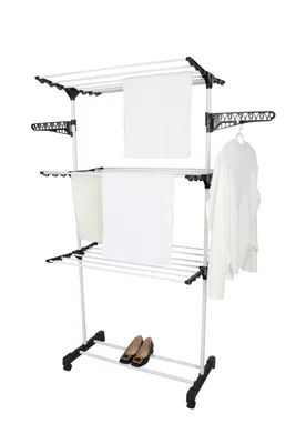 Produktbild von Niceey Wäscheturm mit Rollen, Trockengestell, Wäscheständer 68x134cm Trockenlänge, auf Rädern, Waschständer, Trockenständer Falten, für alle Arten von Räumen, einstellbar, Weiß