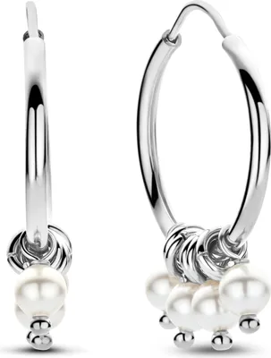 Produktbild von Neu Bling 9NB-1352 Silber Ohrringe mit Perlen - Ohrringe - Perlen 4mm - Ohrringe 19x1,7mm - Geschenk - Rhodium - Silber