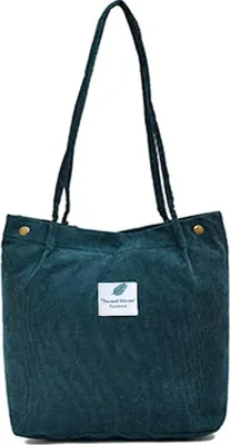 Produktbild von STILVORA Schultertasche Cord, Damen Schlicht–Weiche Cordtasche mit festem Gurt, Schultertasche groß leicht aus Cordstoff für Alltag & Büro,Dunkelgrün