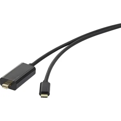Produktbild von Renkforce USB-C® / Mini-DisplayPort Adapterkabel USB-C® Stecker, Mini DisplayPort Stecker 1.00 m Schwarz RF-3421682 USB
