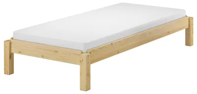 Produktbild von Massivholzbett Stapelbett Kiefer Natur 80x190cm kleineres Einzelbett Zubehör wählbar V-60.48-08-190Rollrost und Matratze inkl.