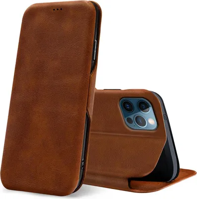 Produktbild von Conie Retro Klapp Tasche für iPhone 12 / 12 Pro Kartenfach Hülle Rundumschutz in Braun