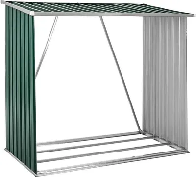 Produktbild von Brennholzunterstand Brennholz Holz Regal Kaminholz Lager Unterstand Metall Grün