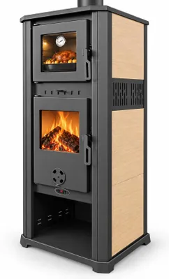 Produktbild von Kaminofen mit Backfach ROMA S beige mit Keramikverkleidung