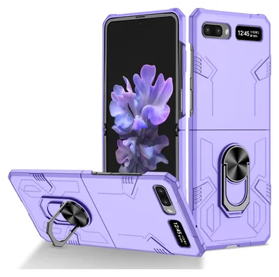 Image de Galaxy Z Flip Case, étui robuste en PC dur, étui antichoc avec anneau et support pour Samsung Galaxy Z Flip 5G Violet