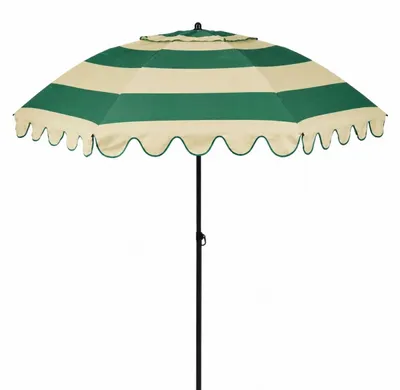 Produktbild von Mica Decorations Neigbarer Sonnenschirm mit Rüschen - Stockschirm 238 x Ø195 cm - Garten oder Balkon Sonnenschutz - Polyester, Stahl - Terra