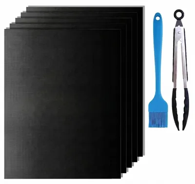 Produktbild von Grillmatte Grillfolie Antihaftmatte - Set mit 5 Stück - 40 x 32 cm - Wiederverwendbar - Antihaftbeschichtung
