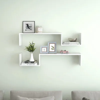 Produktbild von vidaXL Wandregale 2 Stk. Hochglanz-Weiß 100x15x20 cm Holzwerkstoff