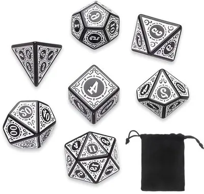 Produktbild von 7-teiliges Polyeder-Dice-Set - Weißes Polyeder-Dice - Für Dungeons & Dragons RPG und Brettspiele