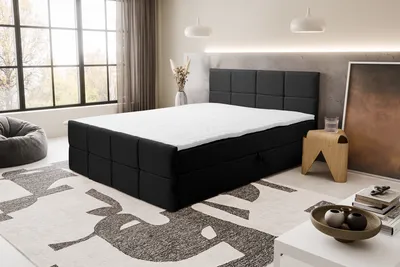 Produktbild von VENASI DORIS Boxspringbett 180x200 mit 2 Bettkasten H2/H3 Matratze SCHWARZ Cosmic 100