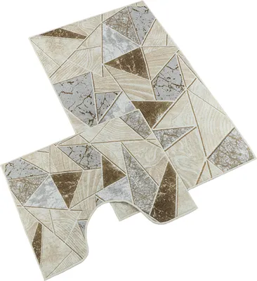 Obrázok produktu pre Sada kúpeľňových kobercov 3D 60x100+60x50cm Béžové mramorové dlaždice