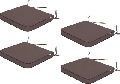 Produktbild von Gartenkissen-Set Masza – 4er-Set (je 48×45 cm), abnehmbarer Bezug, wetterfest, beidseitig nutzbar, mit Bändern & Gummizug | PillowPrim