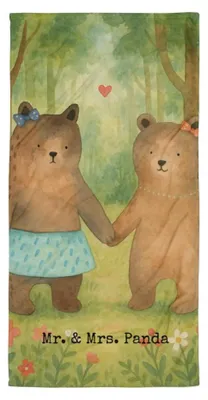 Produktbild von Mr. & Mrs. Panda Handtuch Bär Freundin Design - Weiß - Geschenk, Badehandtuch, Großes, Strandtuch, Teddy, Duschhandtuch, Badelaken