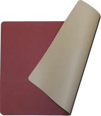 Produktbild von 4er Set Platzsets - Abwaschbar - Lederlook - Kunstleder - Rechteckig - Doppelseitig - Tischsets - Platzdeckchen - Bordeaux & Beige - 30x43cm