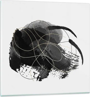 Produktbild von Bilder auf glas - Einteilig - Abstraktion Schwarz Flecken - 70x70cm - Glasbilder - Wandbilder - Bilder - Wanddekoration aus Glas - Glas Bilder - Wandbild auf Glas - GAC70x70-4368