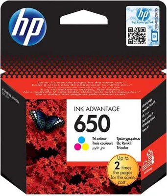 Obrázek produktu pro HP 650 Tříbarevná originální inkoustová kazeta Advantage, Standardní výtěžnost, Azurová, Purpurová, Žlutá, Inkoust na bázi barvy, 1 kusů, 200 str., Kombinované balení