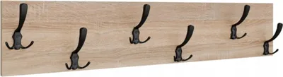 Produktbild von Kleiderhaken Loft 100 cm Sonoma Eiche 6 Haken Schwarz Modern für Kleidung