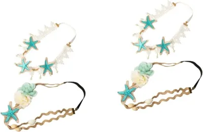 Produktbild von 4-teiliges Seestern-Stirnband als Haarschmuck mit Hawaii-Kunstperlen für Damen