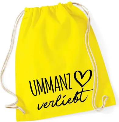 Produktbild von Huuraa Turnbeutel Ummanz verliebt 12 Liter Yellow Baumwolle Rucksack Geschenkidee