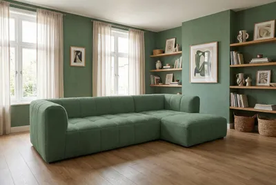 Productafbeelding van Modern hoekbank Imola, groen – comfort en tijdloze elegantie